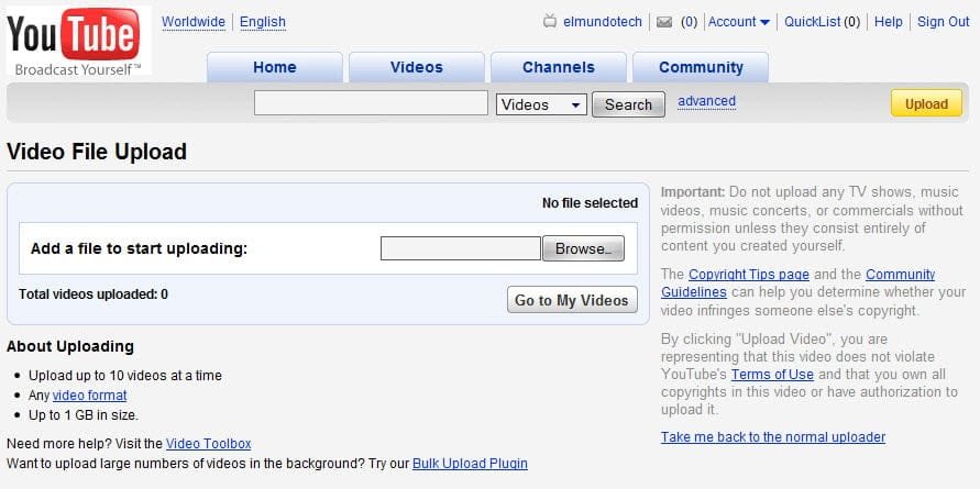 youtube new upload