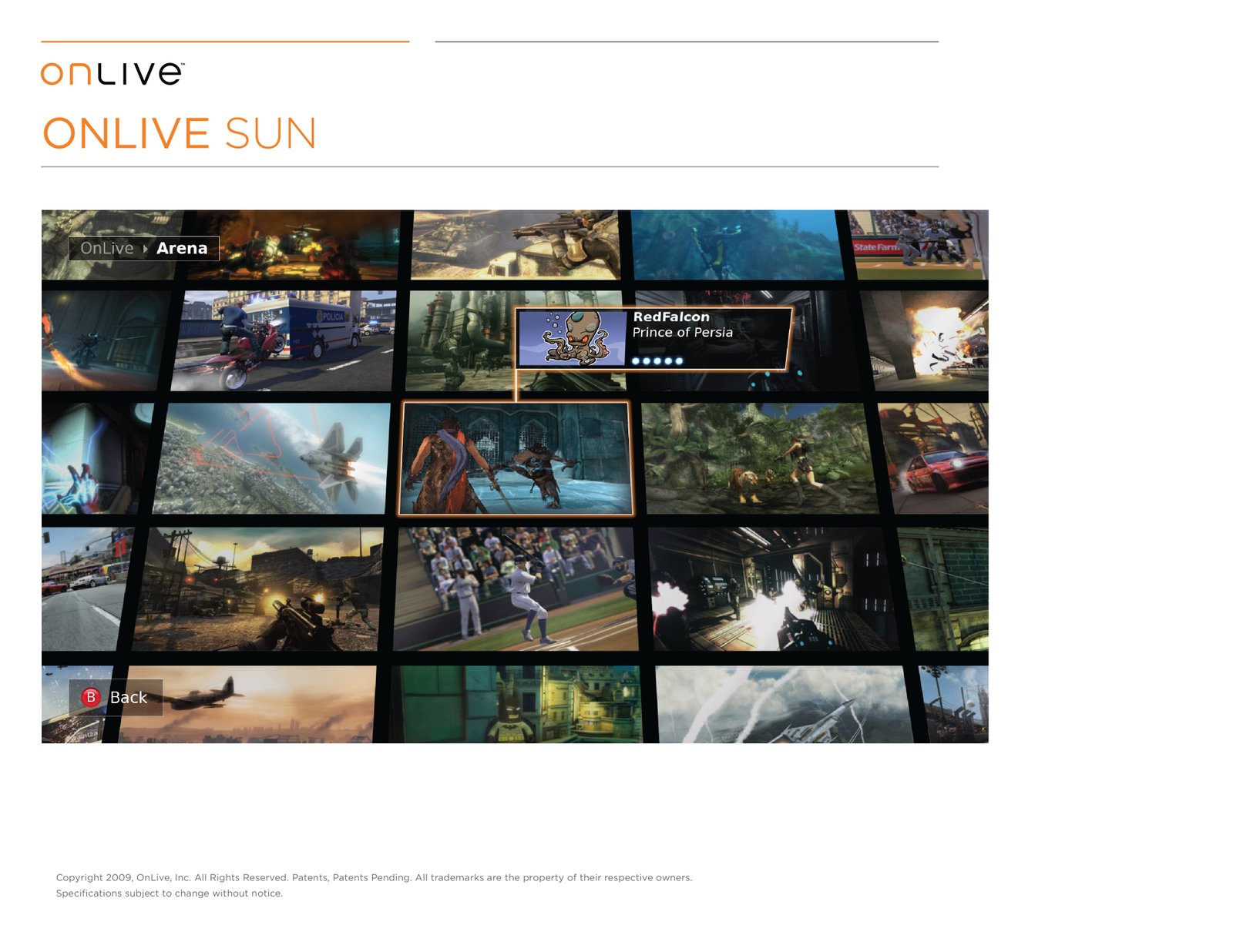 screen grab onlive sun