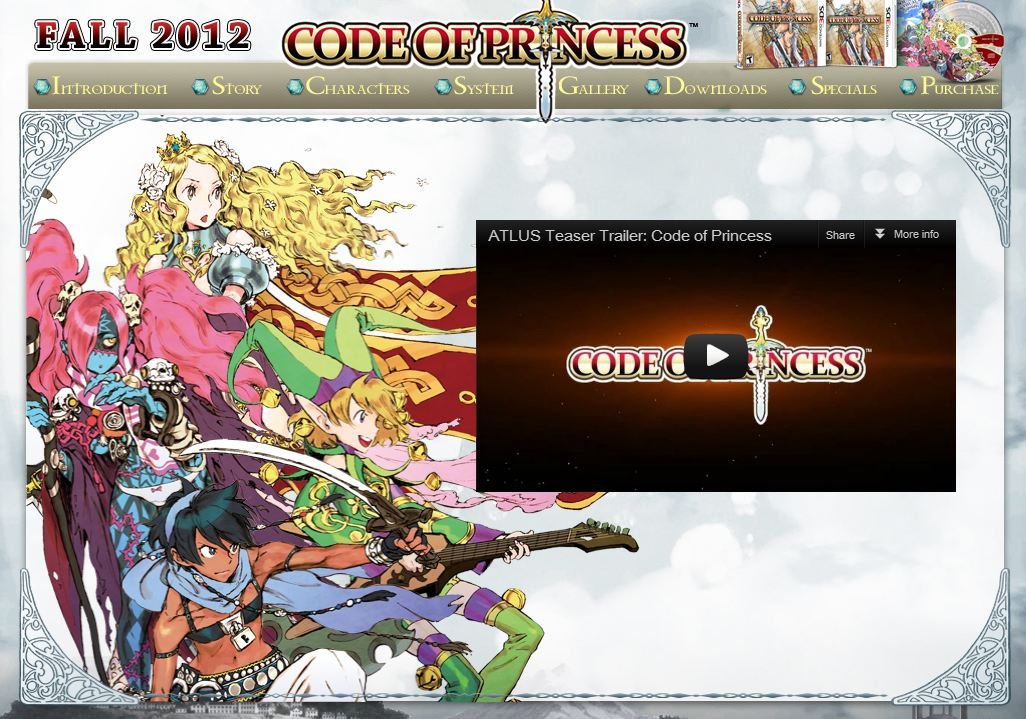 Atlus: "Code pf Princess" [3DS] - Site and Trailer
