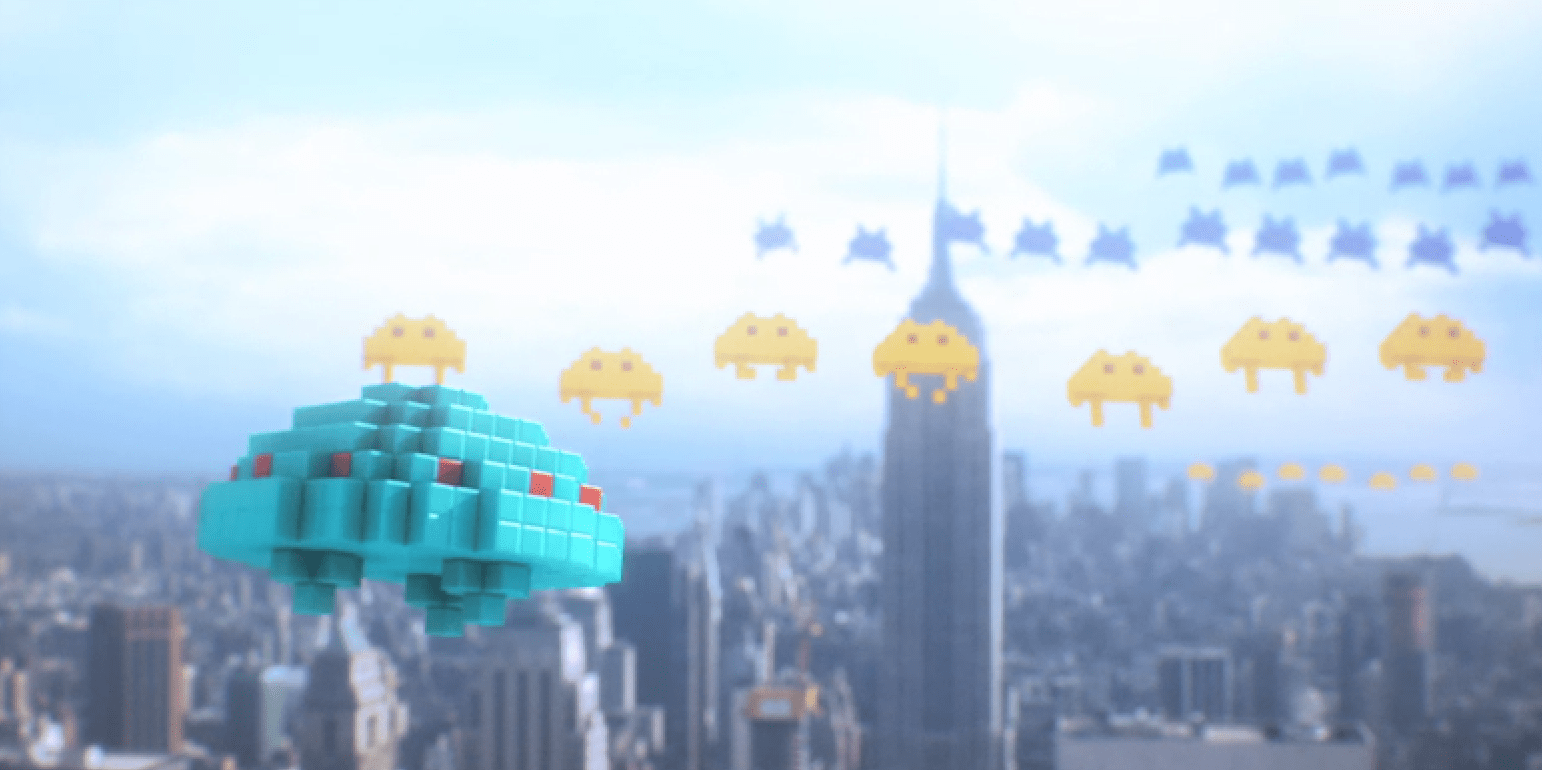 Space Invaders in "Pixels"