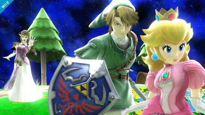 Zelda, Link, Peach - SSB Wii U