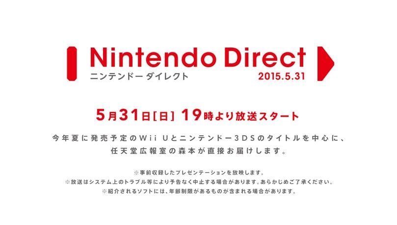 A Nintendo Direct for Japan is scheduled for May 31