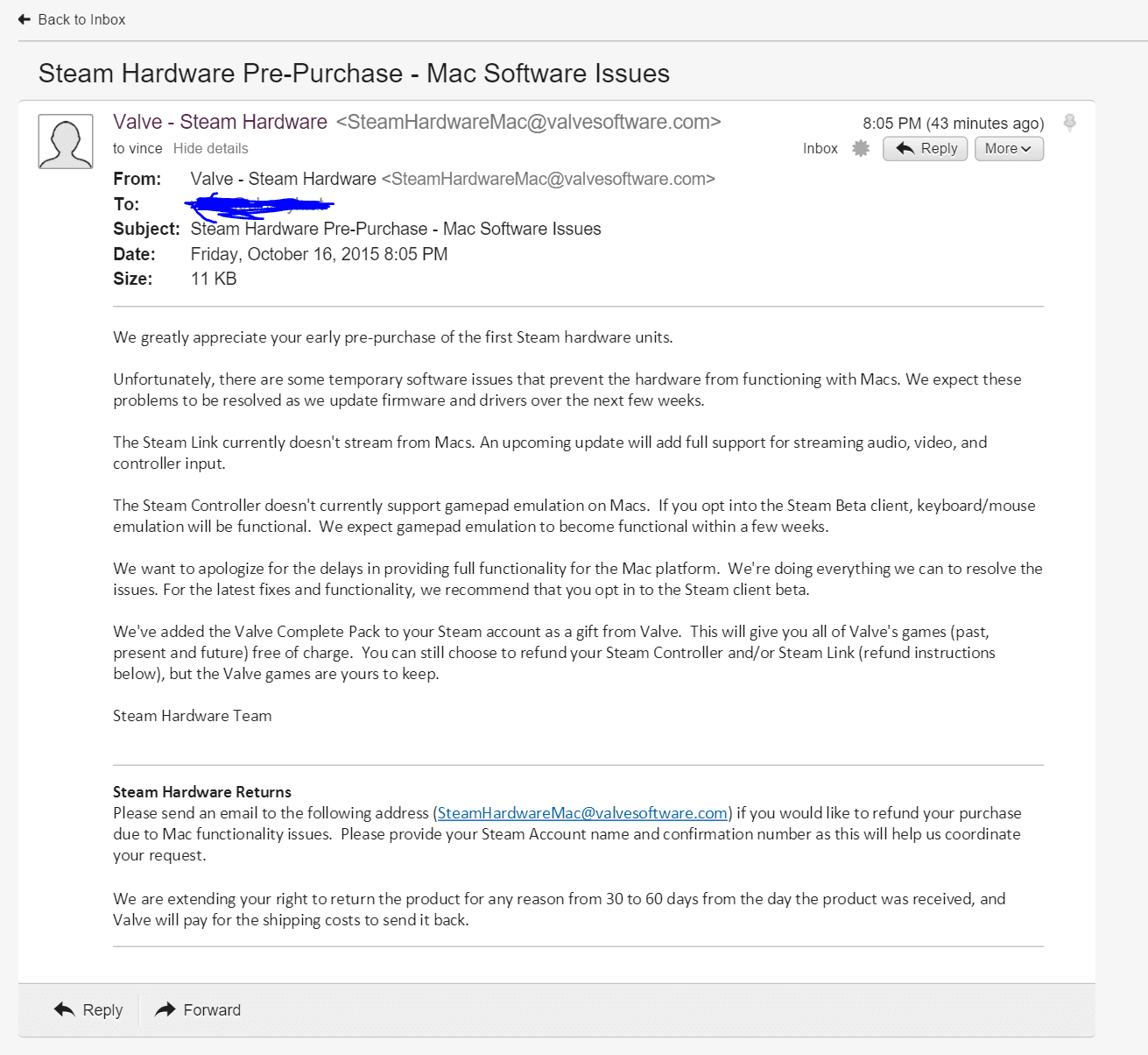 Steam apologizes for lack of Mac compatibility in hardware, gives Valve Pack to users who pre-ordered