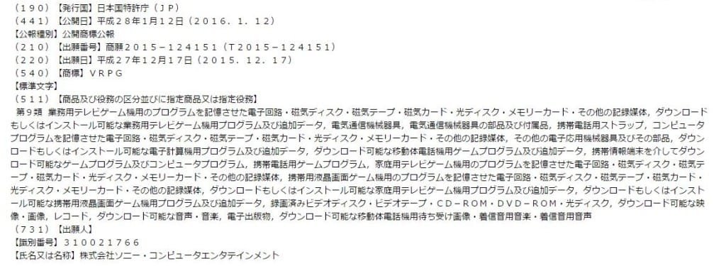 Sony files trademark for "VRPG"