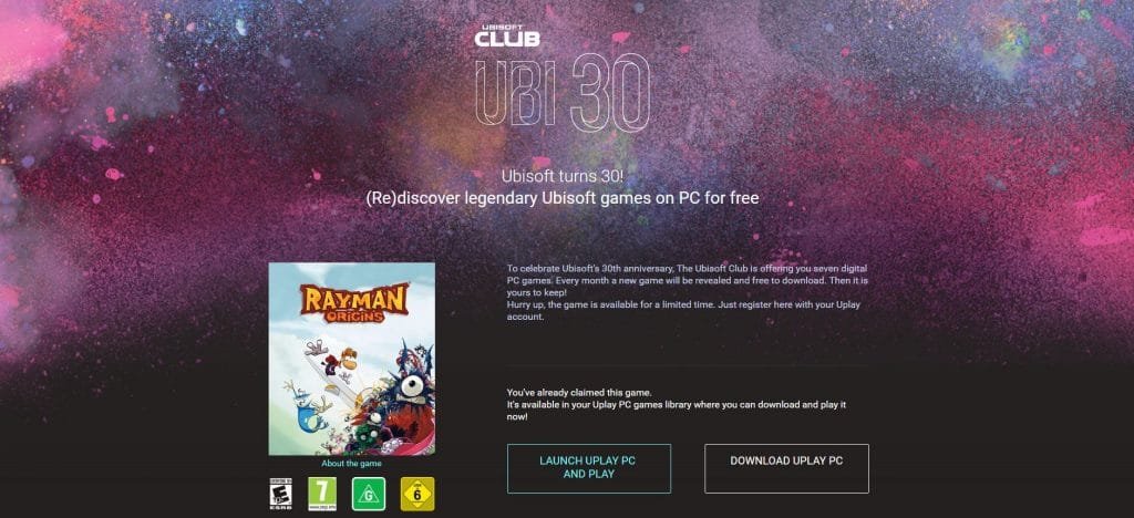 PC version of Rayman Origins is now free