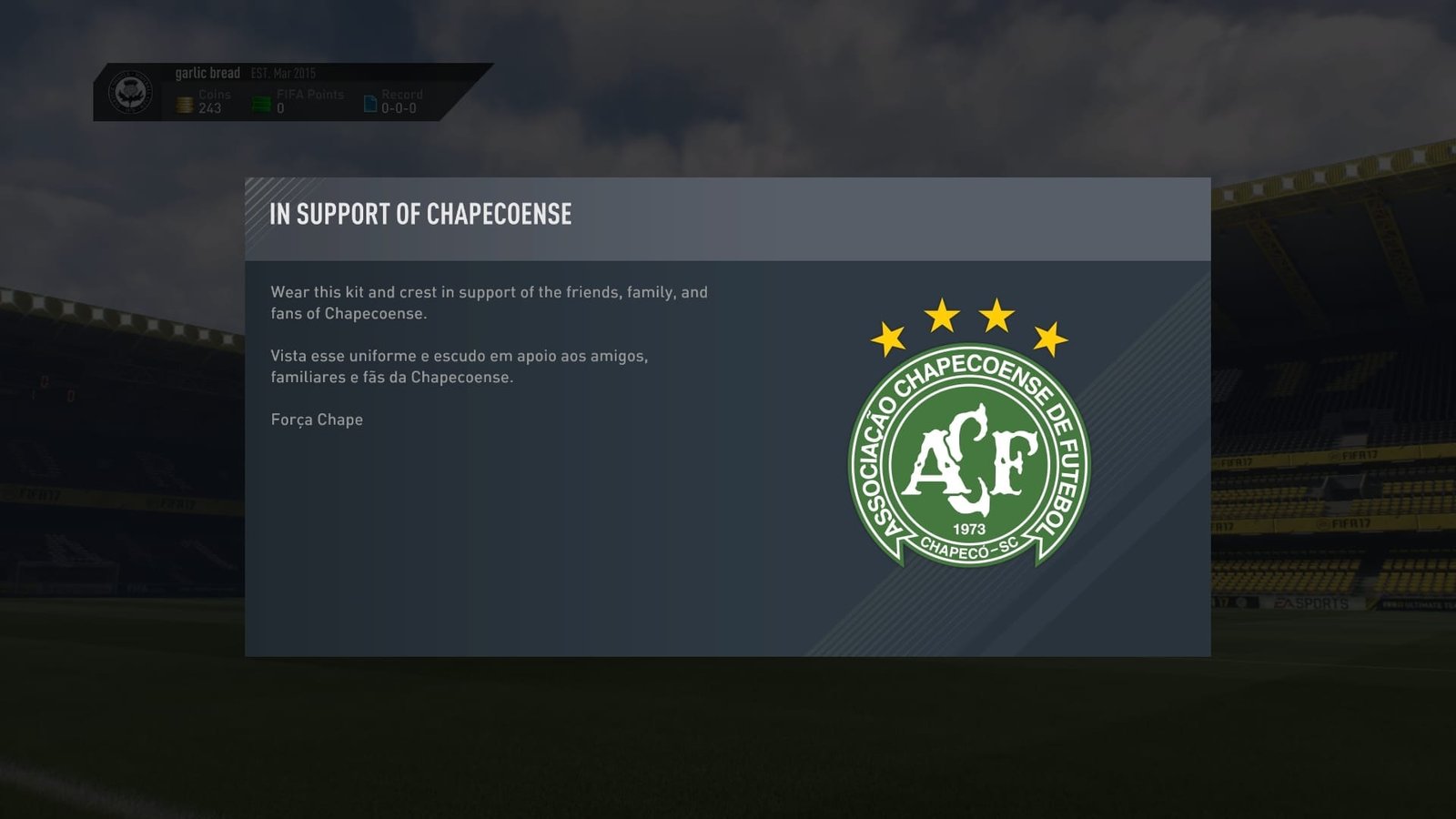 EA pays tribute to Chapecoense in FIFA 17