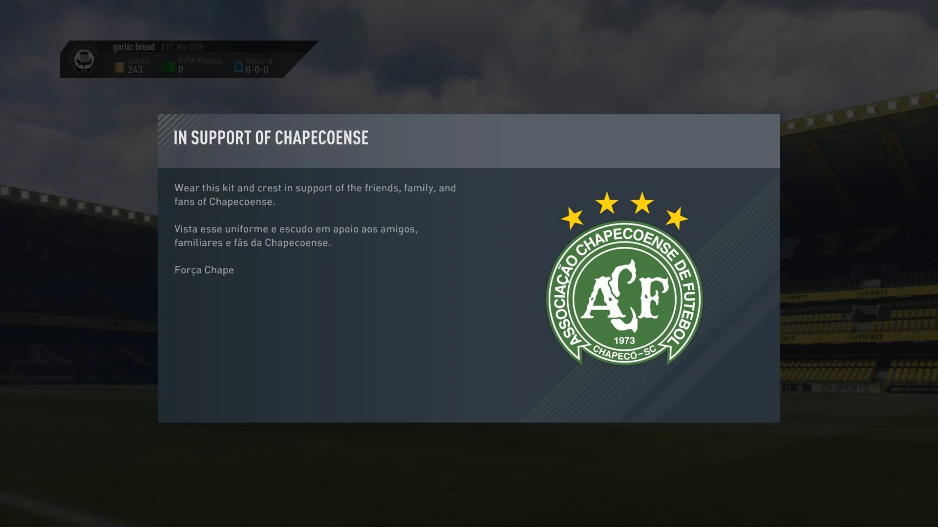 EA pays tribute to Chapecoense in FIFA 17