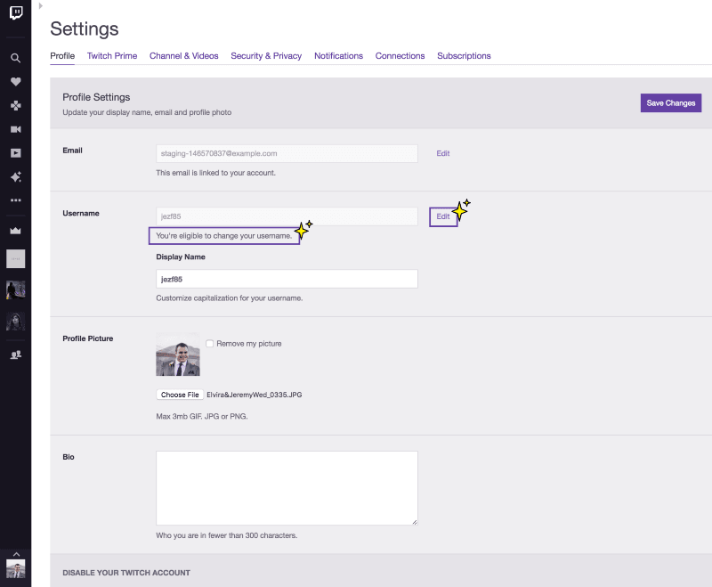 Twitch now lets users change username