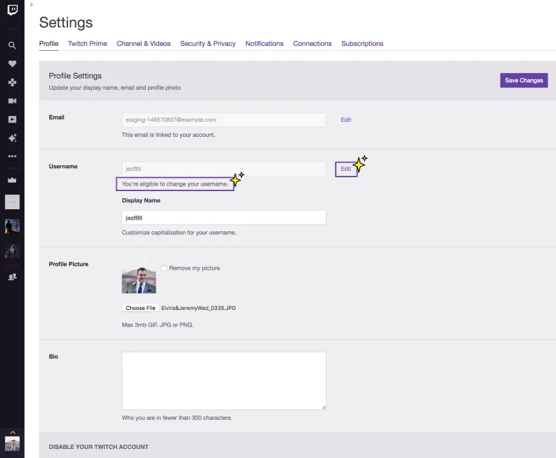 Twitch now lets users change username