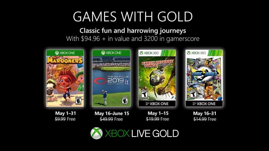 Xbox Games with Gold - May 2019: Marooners, The Golf Club 2 Featuring PGA Tour, Earth Defense Force: Insect Armageddon, Comic Jumper