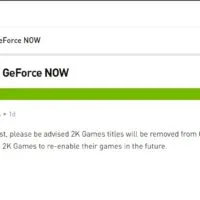 2K Games removes all its games from Nvidia GeForce NOW