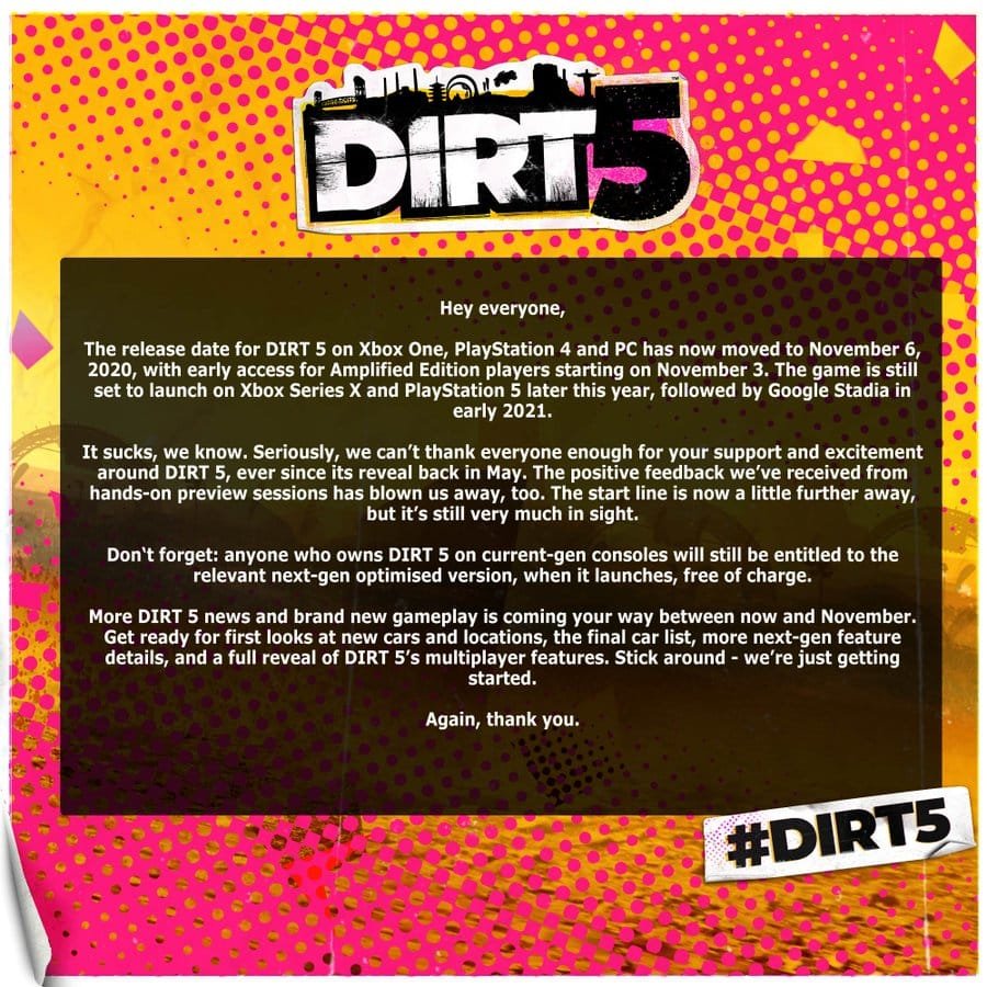 DIRT 5 | Delay Announcement | Codemasters