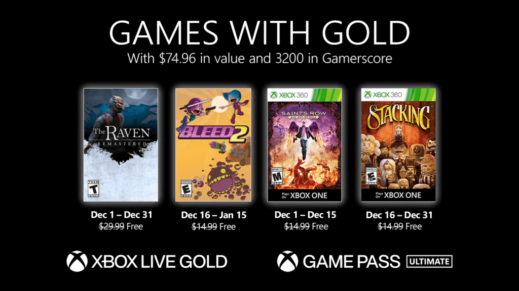 Xbox Games with Gold December 2020