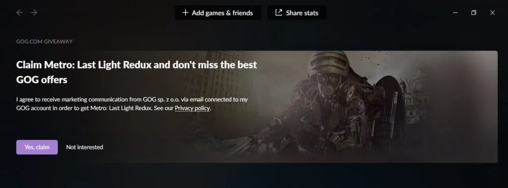 Metro: Last Light Redux | GOG | Winter Sale (2020) | Días de rebajas de invierno de GOG