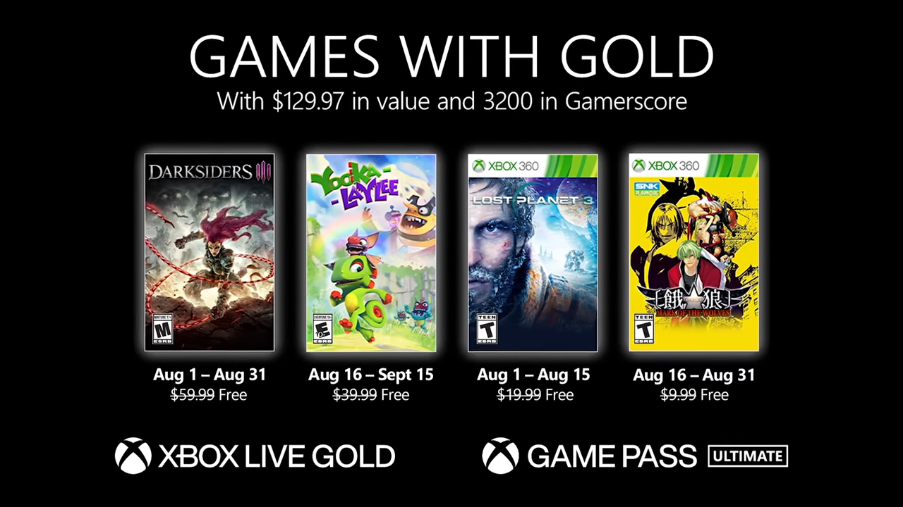 Xbox Games with Gold para agosto de 2021