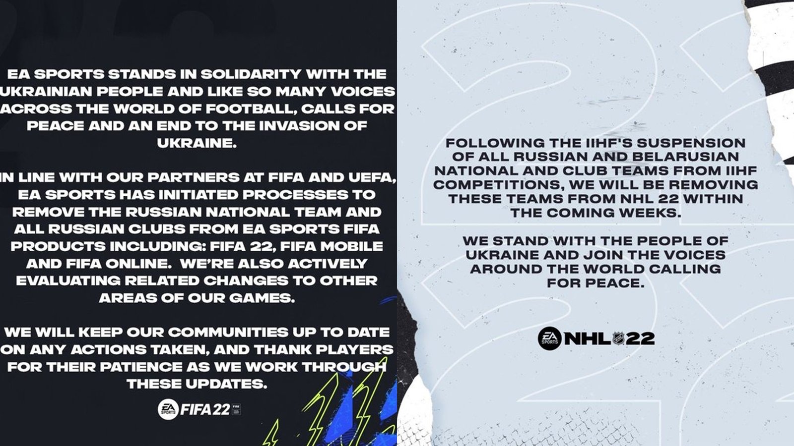 EA Sports FIFA | UEFA | EA Sports NHL | IIHL | Ukraine | Russia | Belarus
