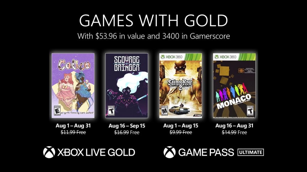 Xbox Games with Gold de agosto 2022